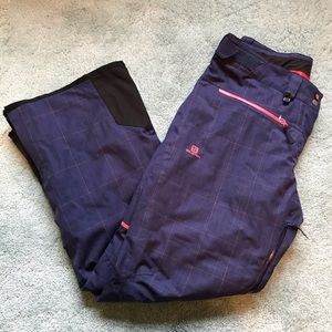 Salomon large navy and hot pink snow/ski pants